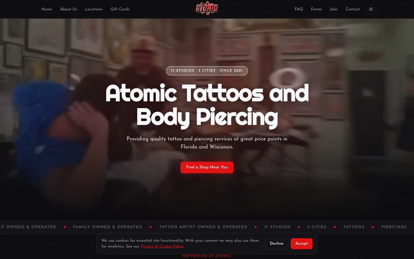 Atomic Tattoos homepage