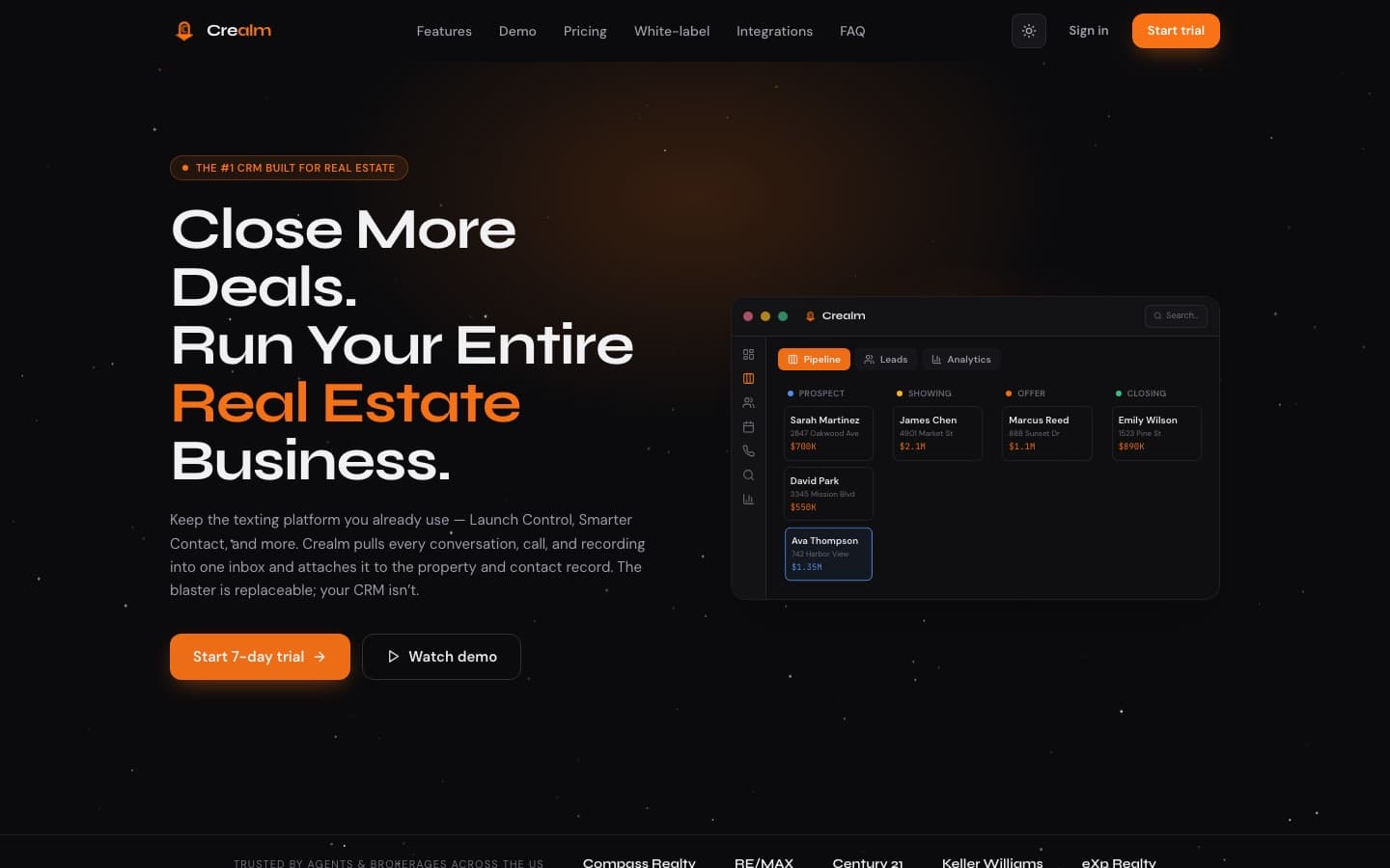 Crealm homepage